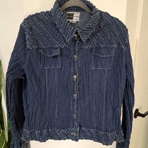 Rhonda Stark Vintage Denim Jacket Western Southwestern Stretch Cotton Blend XL